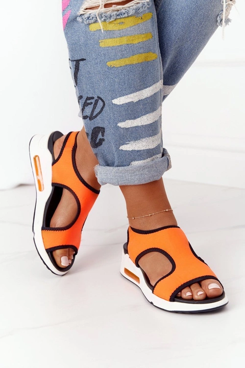 Wsuwane Sandały Na Koturnie Pomarańczowe Zoey