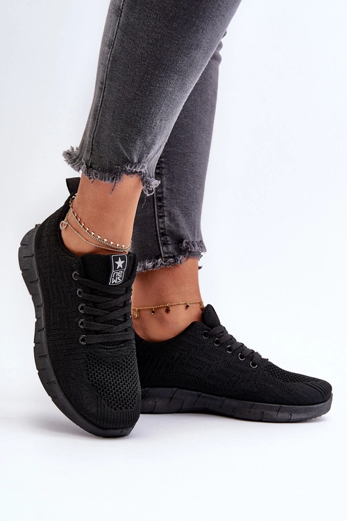 Materiałowe Buty Sportowe Damskie Czarne Kephope