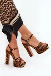 Sandały Damskie Na Wysokim Słupku I Platformie W Panterkę Brązowe Jovenes