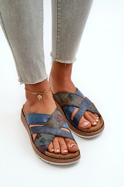 Wygodne Lekkie Klapki Damskie Inblu GS000052 Granatowe