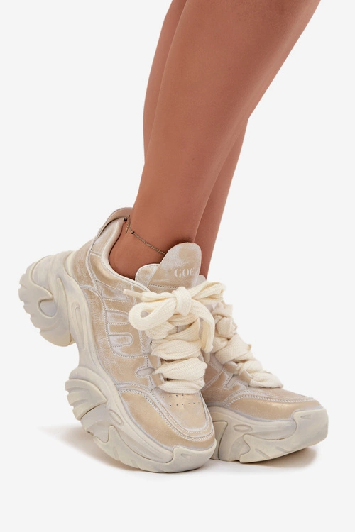 Skórzane Sneakersy Damskie GOE SS2N4009 Złote