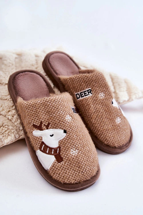 Damskie Świąteczne Papcie Z Reniferem Brązowe Millio