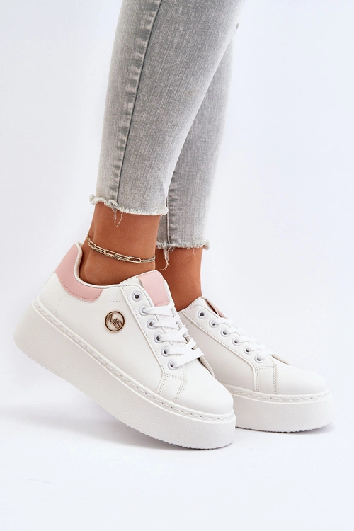 Sneakersy Damskie Na Platformie Białe Eshen