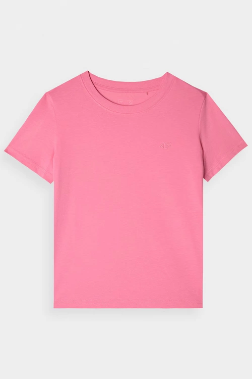 Gładki T-Shirt Damski Regular 4F 4FWAW24TTSHF1650-54S Różowy