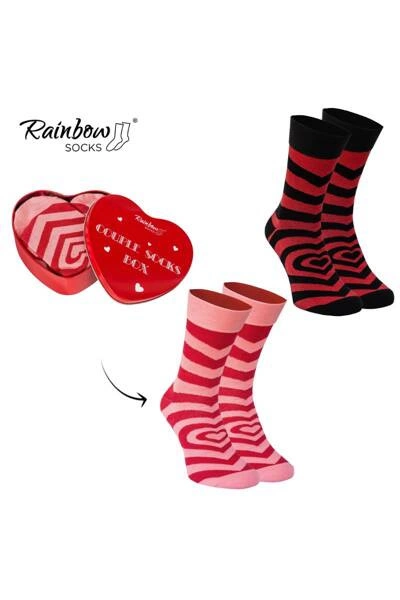 Skarpety COUPLE BOX 2 Pary Pudełko Serce Rainbow Socks