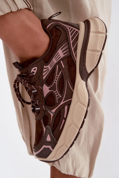 Buty Sportowe Sneakersy Na Platformie Czekoladowe Wanda