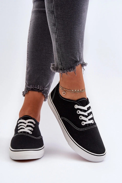 Tenisówki Trampki Damskie Klasyczne Czarne Olvali