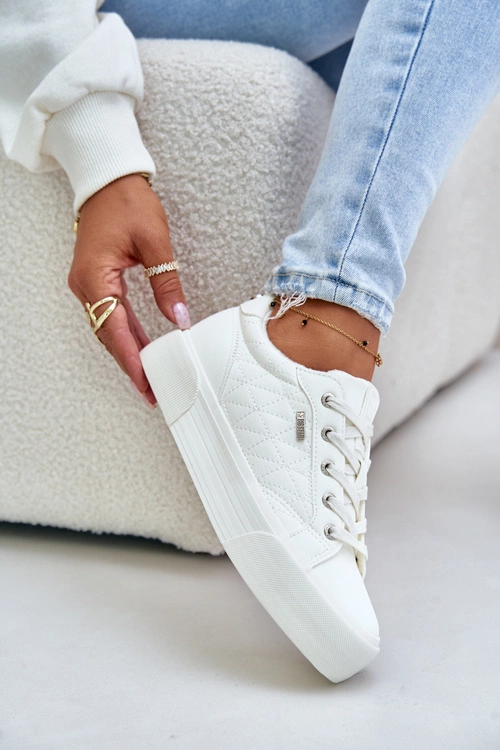 Trampki Damskie Na Platformie Ocieplane Big Star OO274A464 Białe