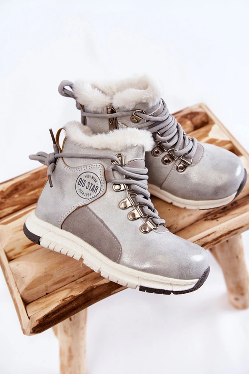 Dziecięce Ocieplane Botki Na Suwak Big Star KK374178 Srebrne