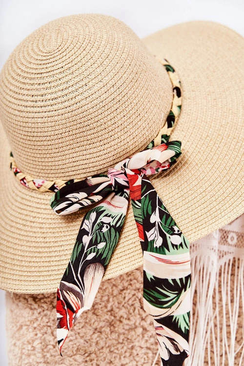 Damski Kapelusz Z Czarnym Paskiem Beżowy Marsela