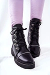Klasyczne Skórzane Wiązane Botki Czarne Daiane