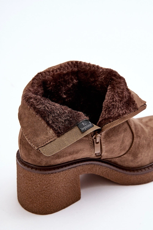 Damskie Botki Na Suwak Brązowe Romella