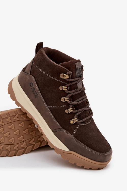 Zamszowe Buty Trekkingowe Męskie Big Star SS174263 Brązowe
