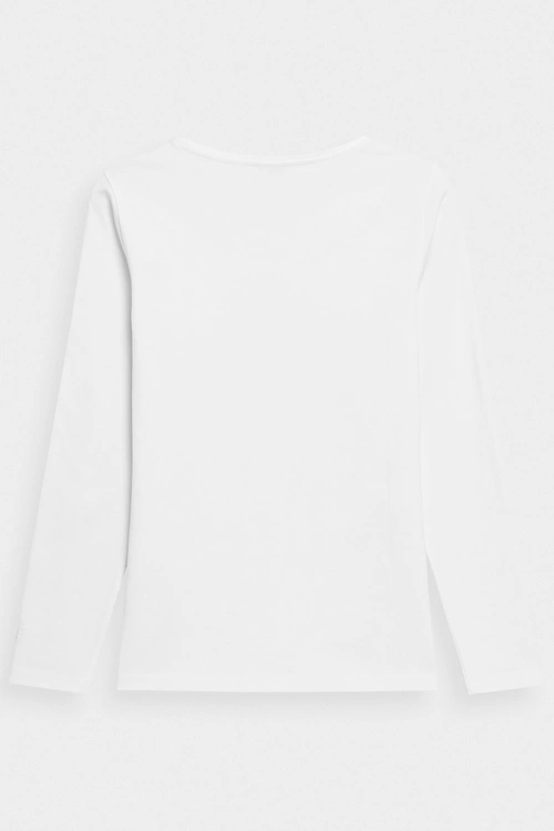 Gładka Koszulka Z Długim Rękawem Longsleeve 4F 4FWMM00TLONF376-10S Biała