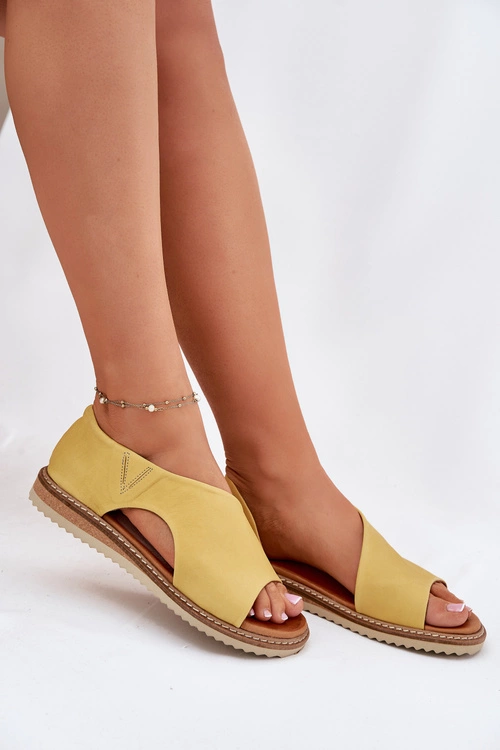 Skórzane Sandały Damskie Artiker 46C1015 Żółte