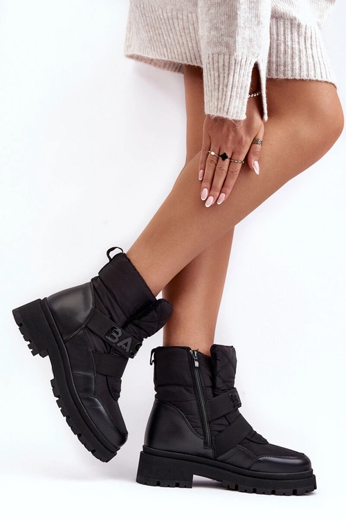 Damskie Śniegowce Na Suwak Ocieplane Czarne Zeva