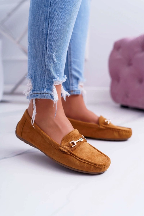 Mokasyny Damskie Lekkie Eko-zamsz Camel Think