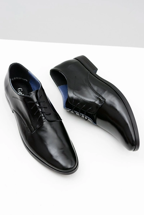 Męskie Półbuty Bednarek Eleganckie Skórzane Wizytowe Czarne Peter