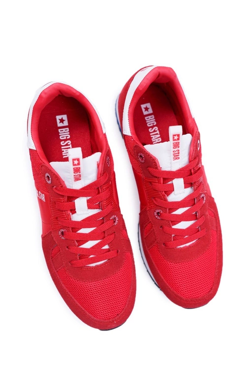 Sportowe Męskie Buty Big Star Skóra Zamszowa Czerwone DD174322