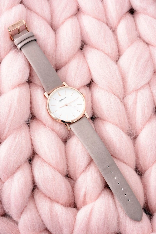 Skórzany Brązowy Damski Zegarek Analogowy Ernest