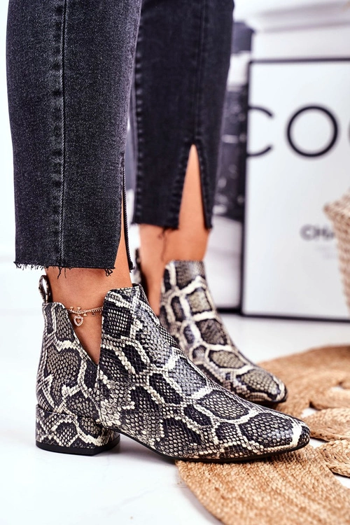Botki Damskie Z Wycięciami Skórzane Wężowe Visconi 2625804
