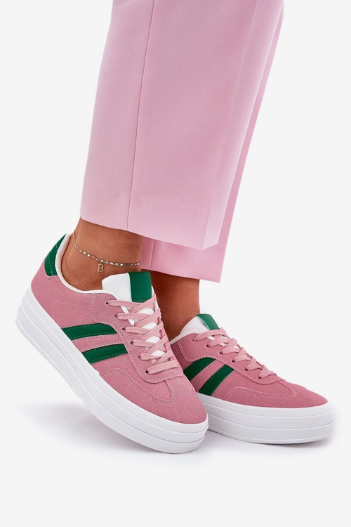 Stylowe Sneakersy Damskie Na Platformie Różowe Silavia