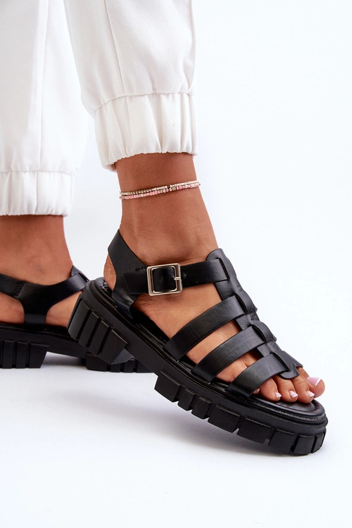 Sandały Rzymianki Damskie Czarne Rosarose