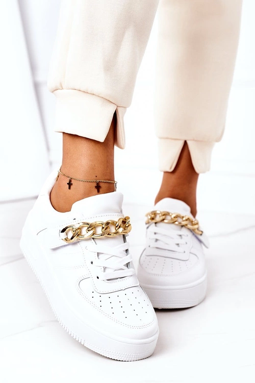 Sportowe Buty Sneakersy Z Łańcuchem Białe One Chance