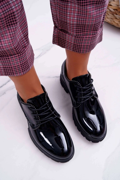 Damskie Półbuty Lakierowane Czarne So What