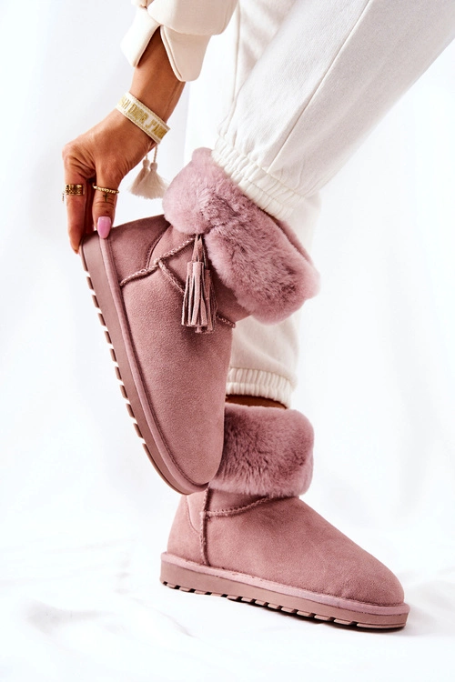 Śniegowce Ocieplane Frędzle Różowe Sorella