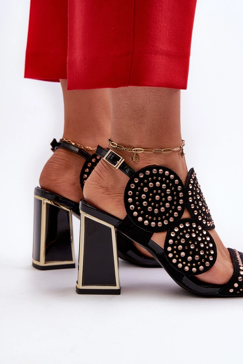 Zdobione Sandały Na Słupku D&A CR026 Czarne