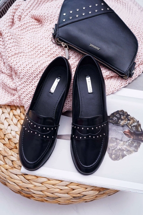 Mokasyny Damskie Loafery Lordsy Czarne Tenes