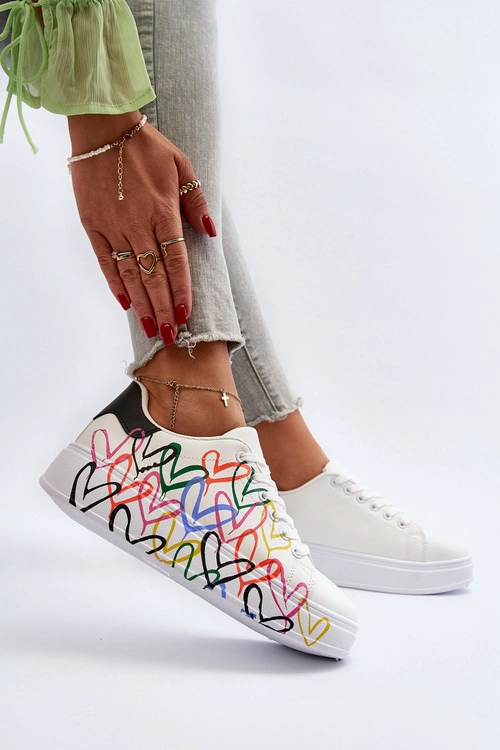 Damskie Sneakersy Z Sercami Białe Claral