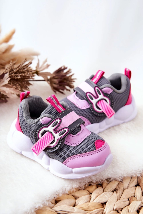 Dziecięce Sportowe Buty Na Rzep Befado 516P091 Szaro-Różowe