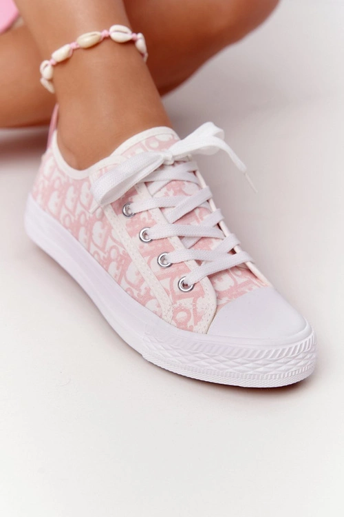 Damskie Logowane Trampki Biało-Różowe Day Off