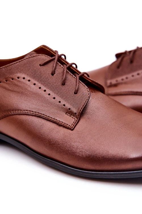 Eleganckie Skórzane Półbuty Bednarek 724 Brązowe