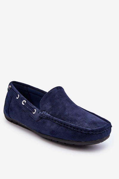 Męskie Zamszowe Wsuwane Mokasyny Granatowe Rayan