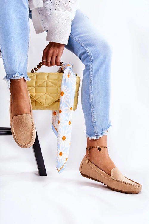 Zamszowe Mokasyny Damskie Beżowe Millare