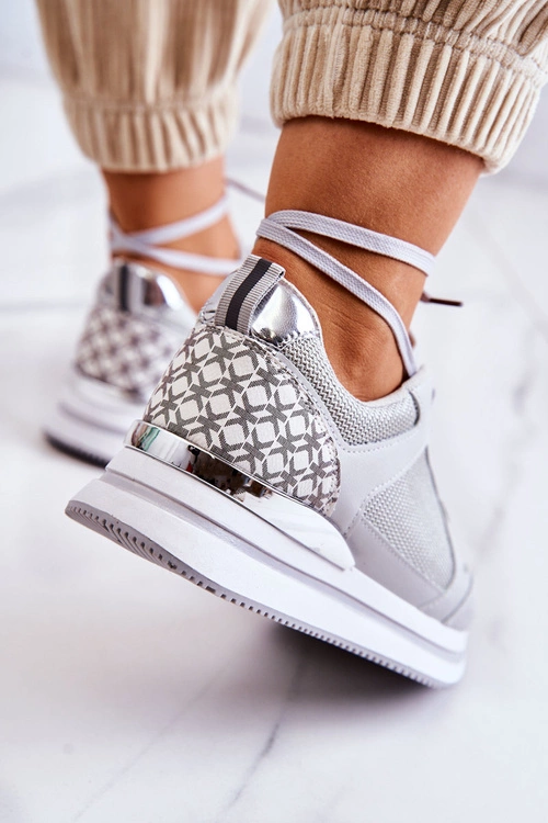 Damskie Klasyczne Buty Sportowe Na Koturnie Szare Advanced