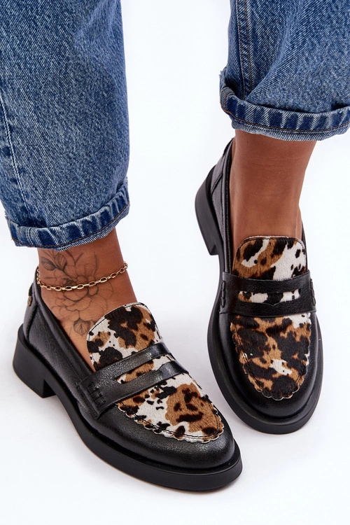 Skórzane Półbuty Mokasyny Damskie Maciejka 06250-01 Czarne