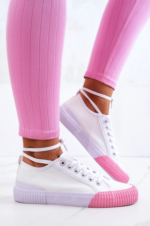 Materiałowe Tenisówki Trampki BIG STAR JJ274111 Białe