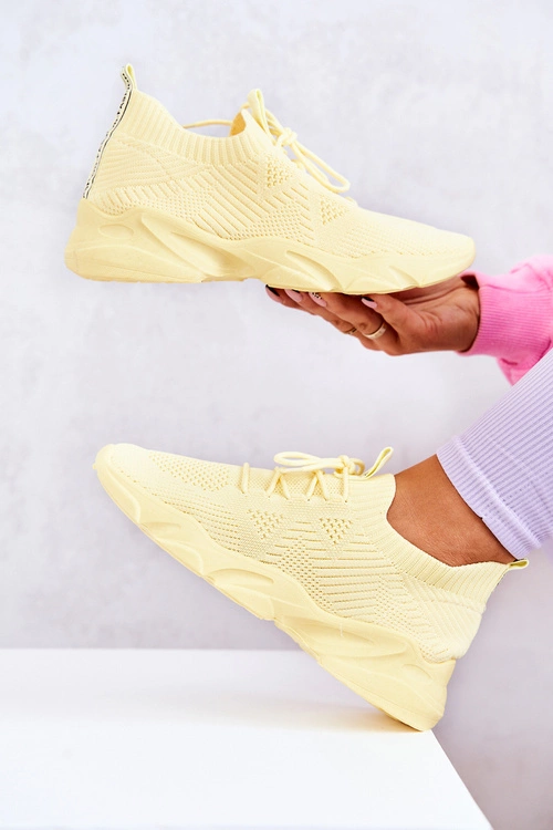 Sportowe Buty Sneakersy Materiałowe Żółte Nolene