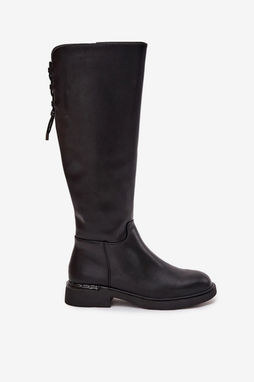 Ocieplane Kozaki Damskie Z Naturalnej Skóry Na Płaskim Obcasie Vinceza 66822 Czarne