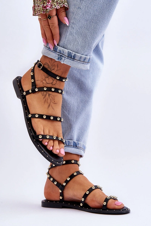 Damskie Sandały Z Ozdobnymi Ćwiekami Czarne Dorothy