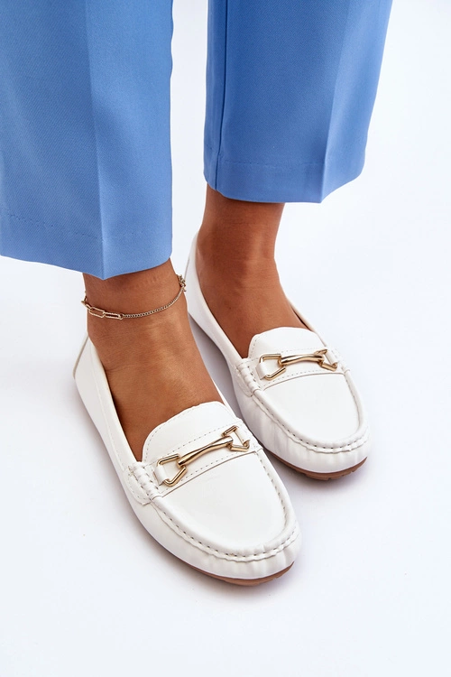 Damskie Klasyczne Mokasyny Z Ozdobą Białe Ainslee