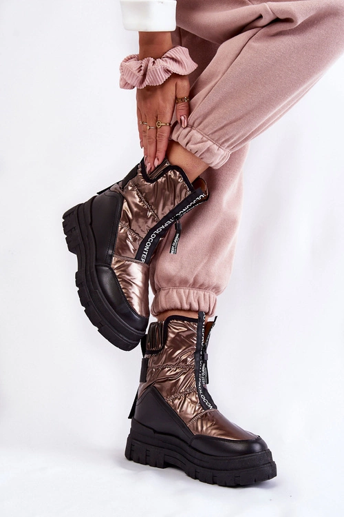 Damskie Wygodne Śniegowce Brązowo-Czarne Elodia