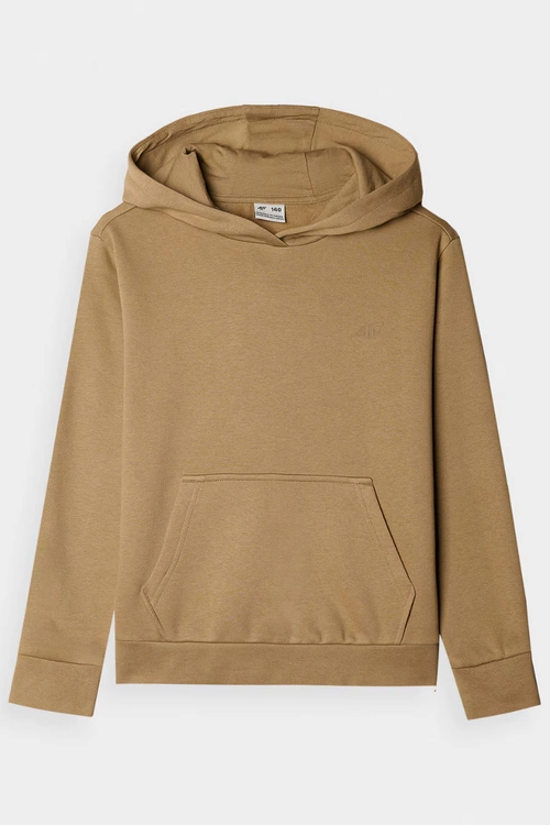 Dziewczęca Nierozpinana Bluza Z Kapturem Gładka Beżowa 4F 4FJWMM00TSWSF1316-83S
