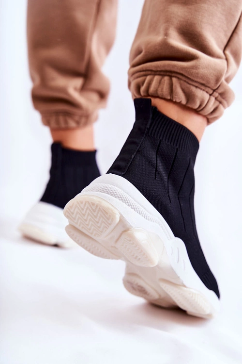 Damskie Wysokie Buty Sportowe Materiałowe Czarne Nolly