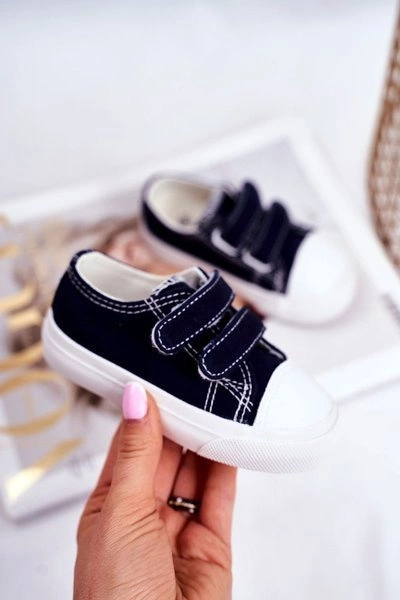 Tenisówki Dziecięce na Rzepy Granatowe Fanot