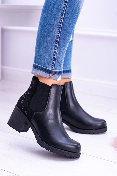 Sergio Leone Czarne Botki Na Słupku Megusto